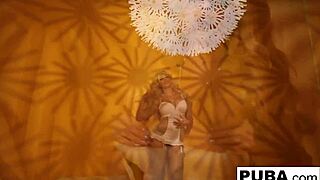 Blonde Babe in Retro Lingerie Teases with Big Tits Solo