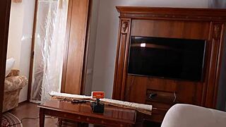 Hey hot pearl, ready for more rough fucking after that interview? This tiny bitch takes it doggystyle and missionary with moans and orgasm.