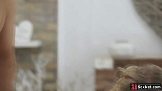 Horny European Girlfriend Strips Lingerie for Morning Fuck with Blonde Blowjob and Doggystyle