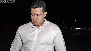 Amateur Brazilian Boss Yuri Gaúcho with Big Cock Gives Outdoor Handjob Exhibition until Huge Cumshot in Public