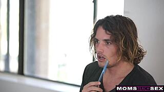 Busty hot milf Nina Elle seduces Mila Jades tutor into threesome dick riding lessons.