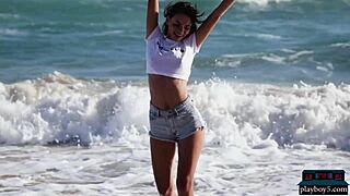 Wow, check out these two petite 18+ milf models from Ukraine, Ariel and Sofi Ka, stripping naked in bikinis outdoors!