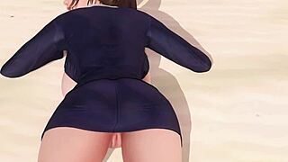 i see doa-sa-f10 5 with beach posing in skirt and panties close up
