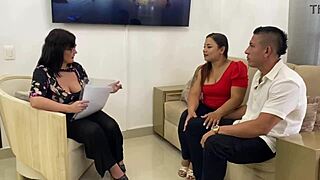 Whoa, this couple's psychological therapy turns into a wild threesome blowjob session 😏