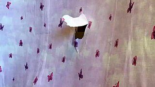 hey our homemade gloryhole blowjob through walls ended with cumshot on ponytail brunette