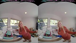 Blonde Milf With Big Tits Masturbates Shaved Pussy Using Toys In Vrallure Pov Reality