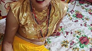 Indian model bhabhi gets dirty with devar in bedroom blowjob and anal creampie while talking filthy in hindi audio
