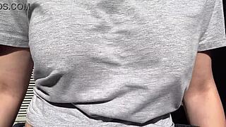 Horny stepmom Artemisia Love bounces big boobs outdoor