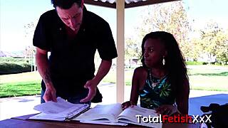 She wore her skimpiest outfit to take that big black cock for a creampie in interracial action