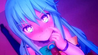Konosuba character Aqua engages in raw gloryhole action