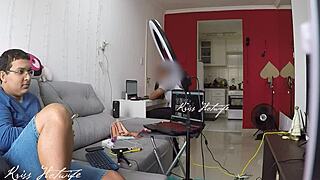 I paraded in my see-through white bikini right in front of the computer technician at home