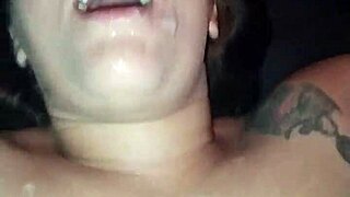 Ruiva novinha takes cumshot on face from two guys at gloryhole in swing house!