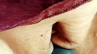 mature wife flashes her huge shaved pussy lips and big cameltoe in homemade exhibitionist style
