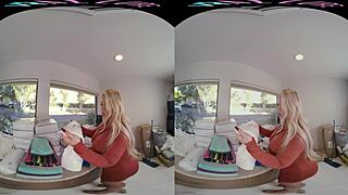 Blonde Milf With Big Tits Masturbates Shaved Pussy Using Toys In Vrallure Pov Reality