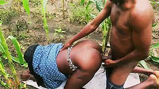 Farm doggystyle with big black cock in curvy country setting