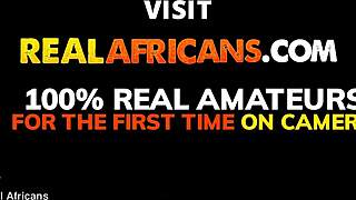 African black stud bends over ebony bbw for deepthroat blowjob and rough hairy pussy riding with cumshot