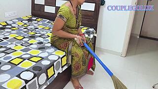 komal's maid turns out lesbian as asian wife bends over for homemade pussy licking