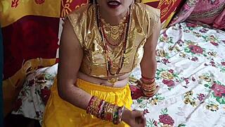 Indian model bhabhi gets dirty with devar in bedroom blowjob and anal creampie while talking filthy in hindi audio