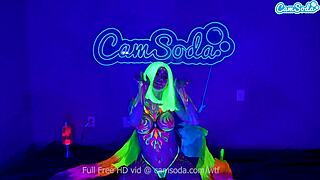 Jewelz blu body paint and masturbation show
