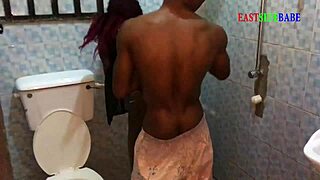 Horny ebony bbw enjoys bathroom creampie from big black cock deepthroat and doggystyle riding