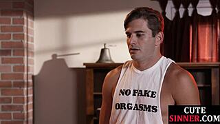 Curvy babe gags before real orgasm sex, riding cowgirl and deepthroating that cock