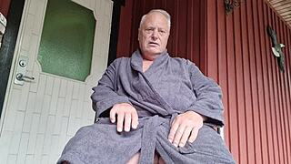 Chris the old man gets shaved in outdoor hairless session!