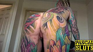 Busty inked babe dominated