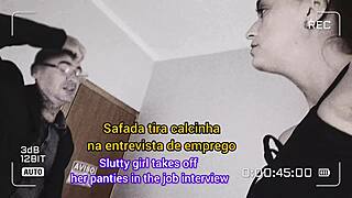 Brunette flashes ass and rips clothes in outdoor public casting interview