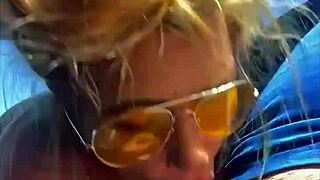 Blonde slut cheats in public outdoor hookup with deepthroat blowjob and doggystyle fucking leading to huge facial cumshot