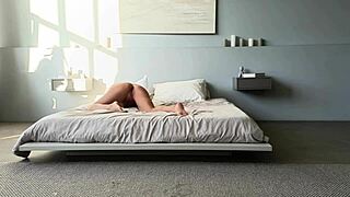 Blonde Model with Natural Tits Spreads Legs and Pussy Outdoors in Public