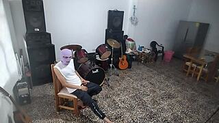 My best friend turned pervert as he waited for me to leave, then masturbated wildly in the music room with his big cock flashing solo.