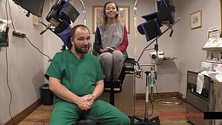 oh man, kalani luana's yearly physical turns into this curly blonde spreading her small tits and ass backstage... so hot with those close-up fetish vibes