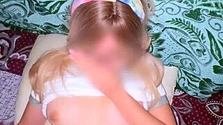 i'm a skinny blonde student licking my not sister's feet and socks after college party