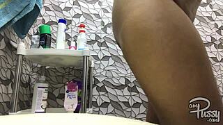 wondering how girls shave their pussies in shower close up