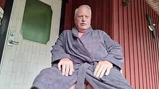 Chris the old man gets shaved in outdoor hairless session!