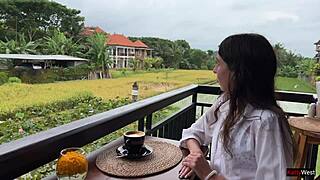 Skinny Brunette Eats Pizza With Cum On Face In Public Cafe