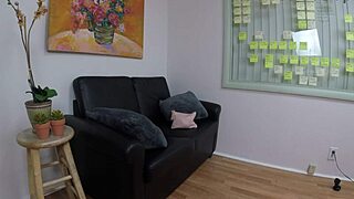 nataly dewalt goes through her casting interview with deepthroat elements.