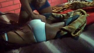 I invaded my daughter's room at night and played with her skinny African Brazilian ass Nicoli Fox