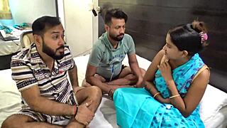 These Indian friends lured their cute maid into a wild threesome, turning it into hardcore group fucking with moans everywhere