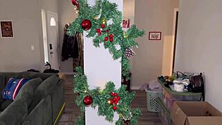 Sexy Latina Model Gets Rough Face Fucked With Deepthroat Spitting And Eats Ass For Christmas Gift.