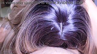 Big ass blonde Brazilian bride shakes panties at wedding party with friend spanking and homemade blowjob leading to milk in mouth!