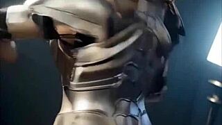 oh man, that female warrior's bikini costume just got totally destroyed in the fight!