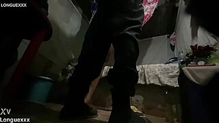 Detailed View Of Skinny Amateur With Long Legs In Black Miniskirt And Cute Homemade Style