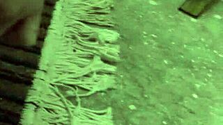 Blonde cutie fingers her wet pussy on stairs to orgasm