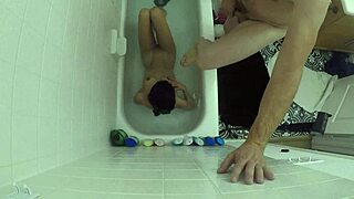 candy cruise gives intense pov blowjob in bathtub with choking gagging deepthroat on big cock
