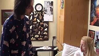 italian blonde milf caregiver with natural tits masturbates on the hospital ward