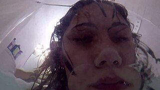 candy cruise gives intense pov blowjob in bathtub with choking gagging deepthroat on big cock