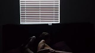 Big tit lesbian plays and takes BBC in bent over doggystyle.