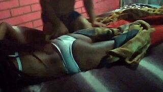 I invaded my daughter's room at night and played with her skinny African Brazilian ass Nicoli Fox