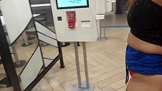 Wife and friends give public show in drive thru with pussy licking ass licking cuckold outdoor humiliation